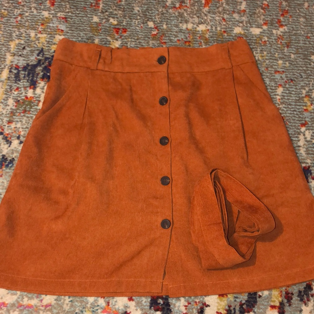 Orange paper bag skirt with tie